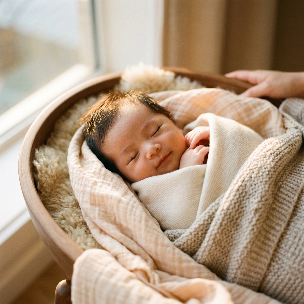 Peaceful sleeping newborn baby